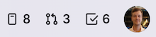Upper-right corner displaying user activity summary.
